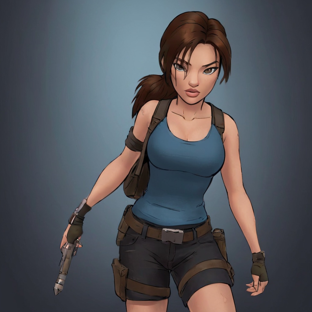 in the style of jab,  1girl,  lara croft on Tensor.Art