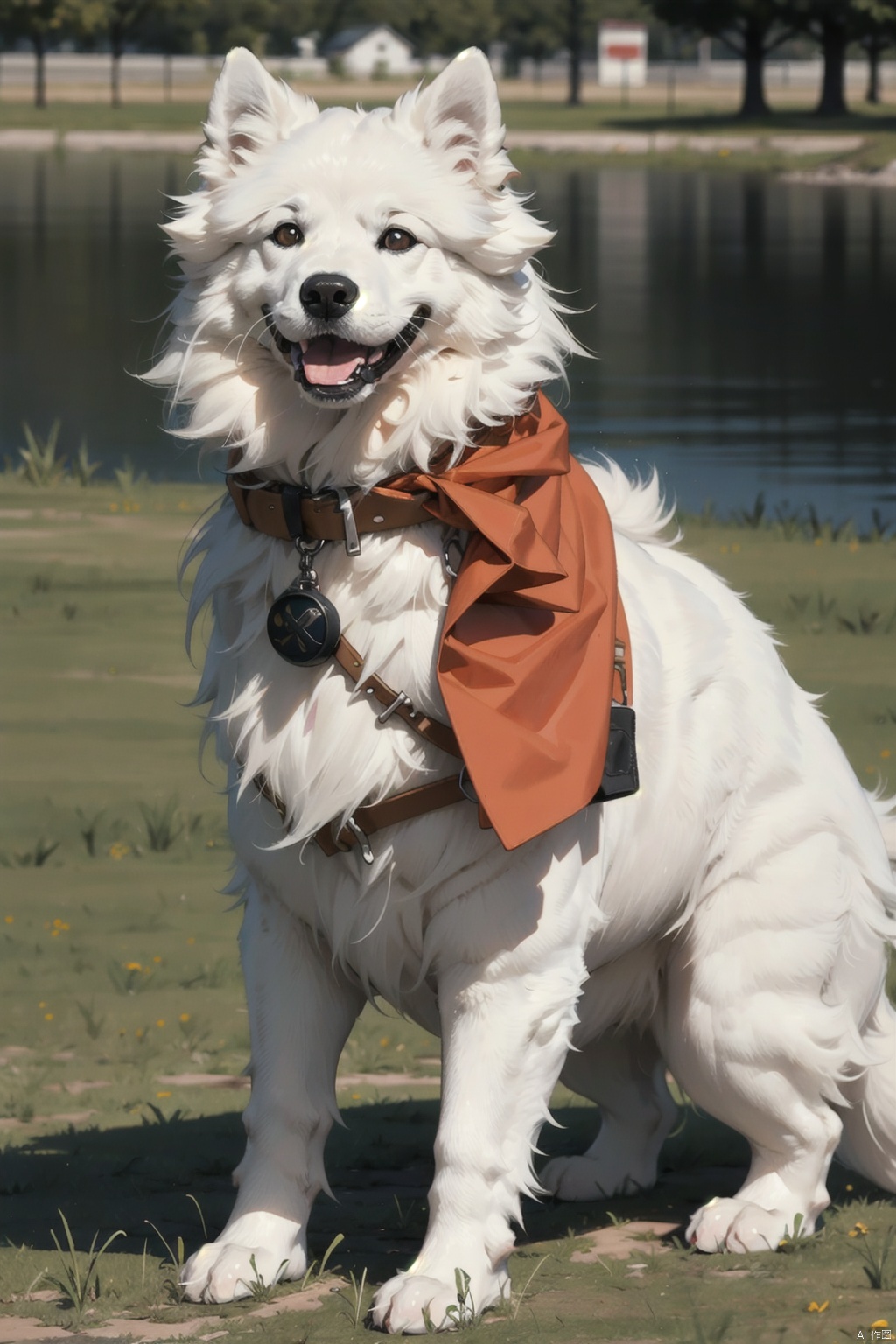  absurdres,absurdres,realistic,(full_shot:1.8), solo, Dog_Samoyed