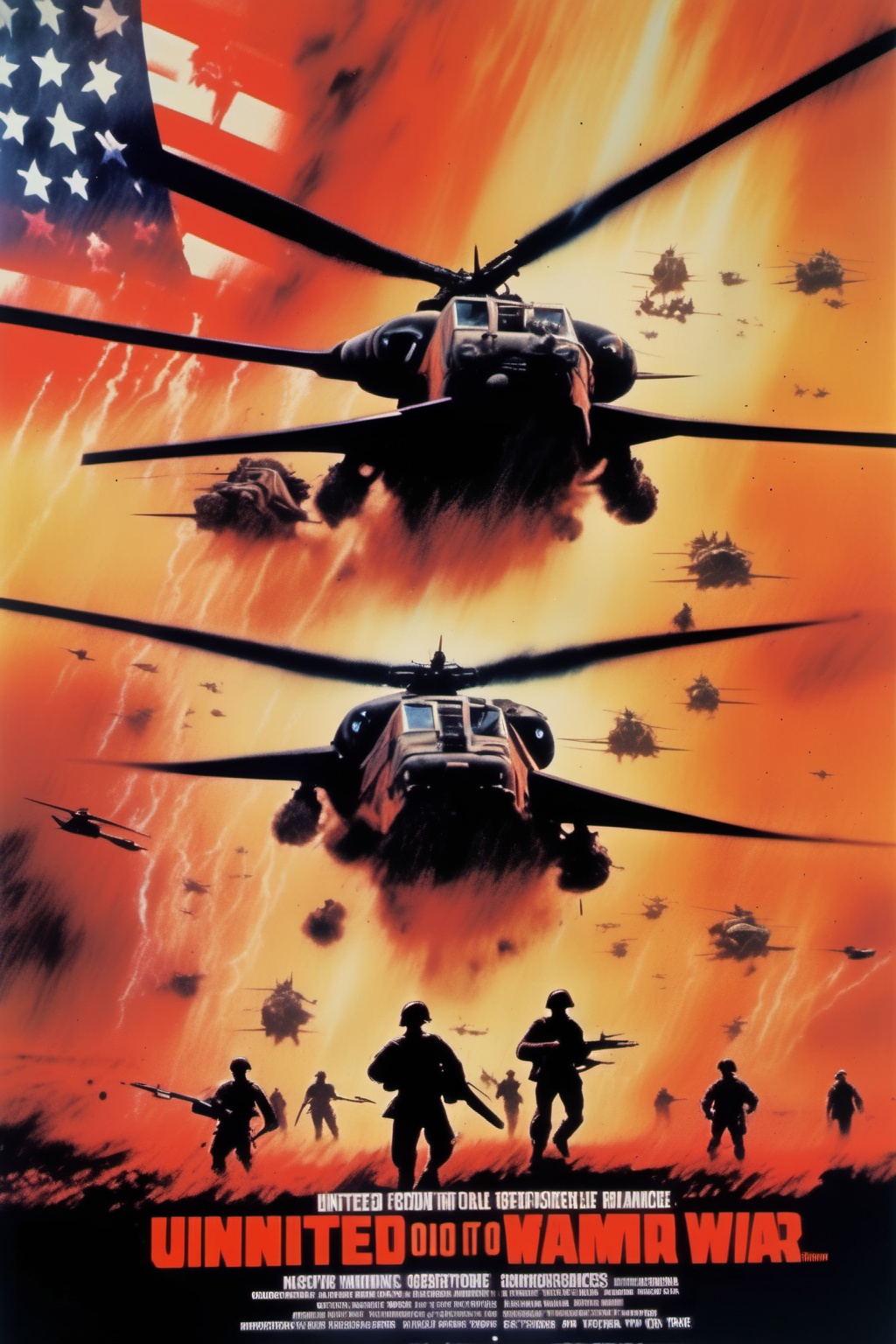 Movie Poster - The electrifying movie poster showcases a captivating scene merging major United States war moments,  with...