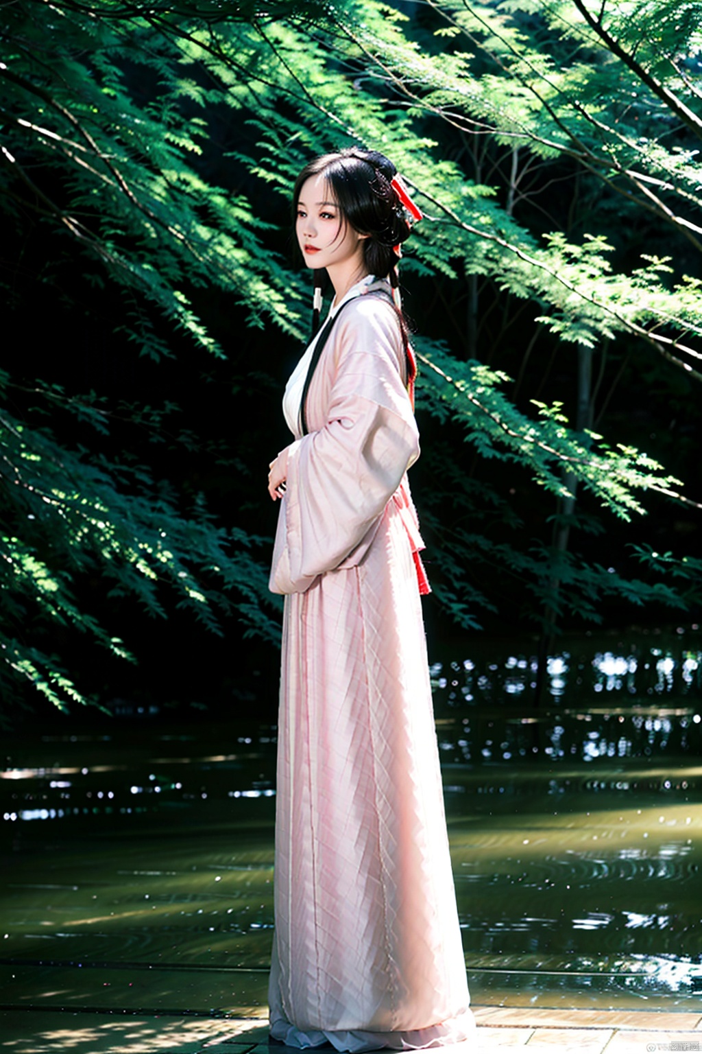 (1girl:1.3), (best quality, masterpiece, ultra high resolution),(photorealistic:1.3), (realistic:1.3), depth of field,(full body:1.2), (outdoors:1.2), (day:1.2), (cinematic lighting:1.2), (near to face:1.5), facing to camera, realism, hanfu