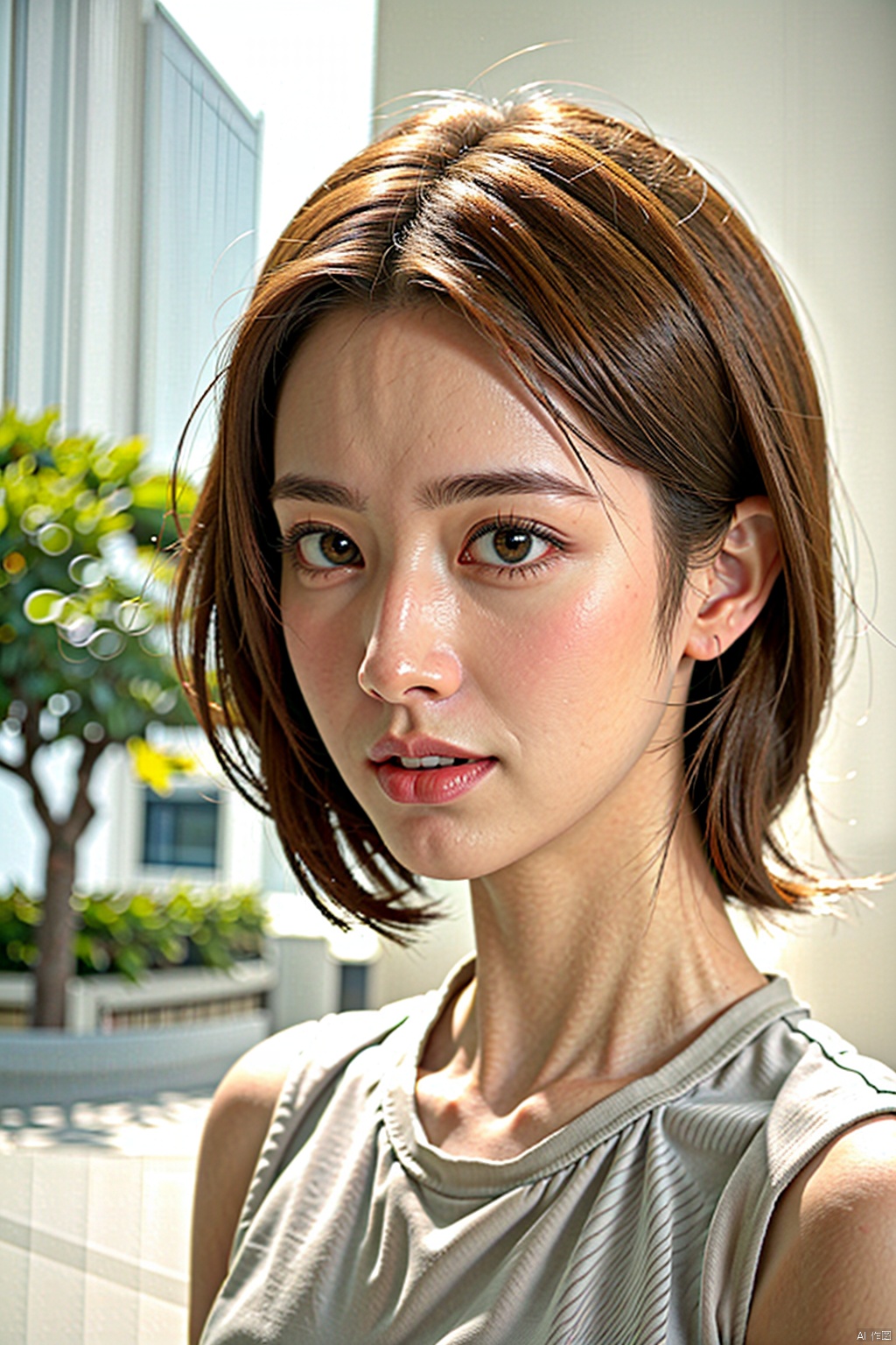 (1girl:1.3), (best quality, masterpiece, ultra high resolution),(photorealistic:1.3), (realistic:1.3), depth of field,(full body:1.2), (outdoors:1.2), (day:1.2), (cinematic lighting:1.2), (near to face:1.5), facing to camera, realism,