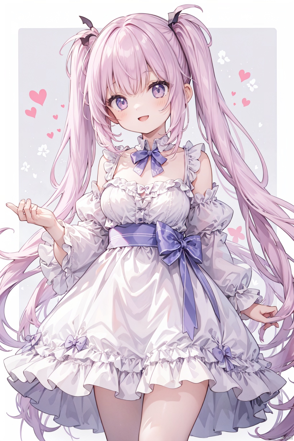  (1girl),thin,beautiful head,pink hair,twintails, rurumu,masterpiece,best quality,Beautiful,loil,standing,age down,smile,Alice,medium_breast,two side up
