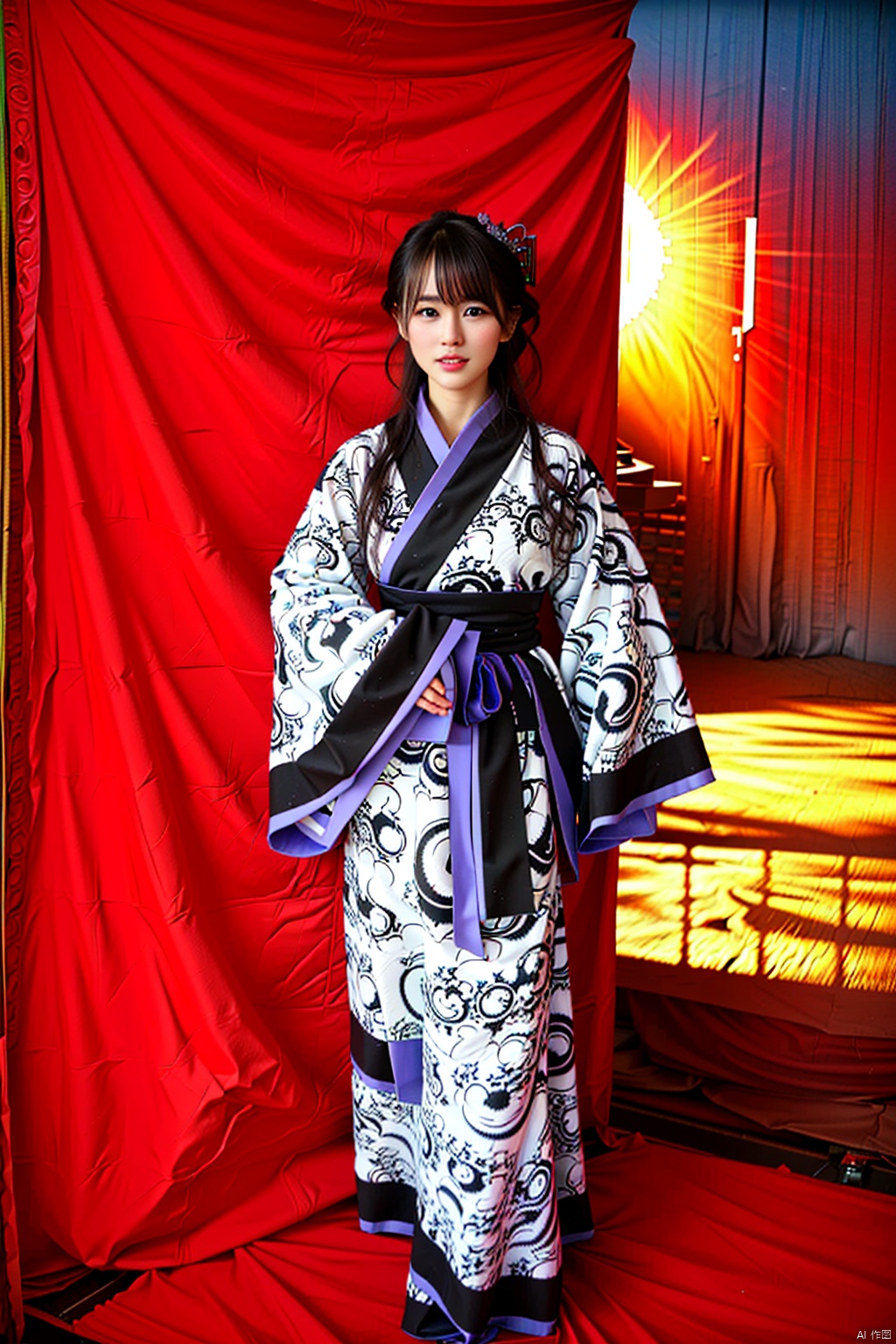 (1girl:1.3), (best quality, masterpiece, ultra high resolution),(photorealistic:1.3), (realistic:1.3), depth of field,(full body:1.2), (outdoors:1.2), (day:1.2), (cinematic lighting:1.2), (near to face:1.5), facing to camera, realism, fullbody, hanfu, (mug shot: 1.3)