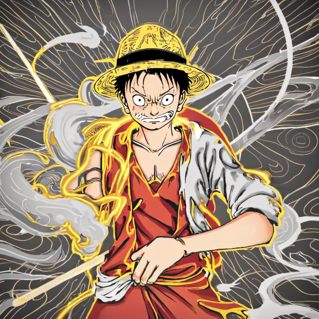  Luffy,,golden line,
