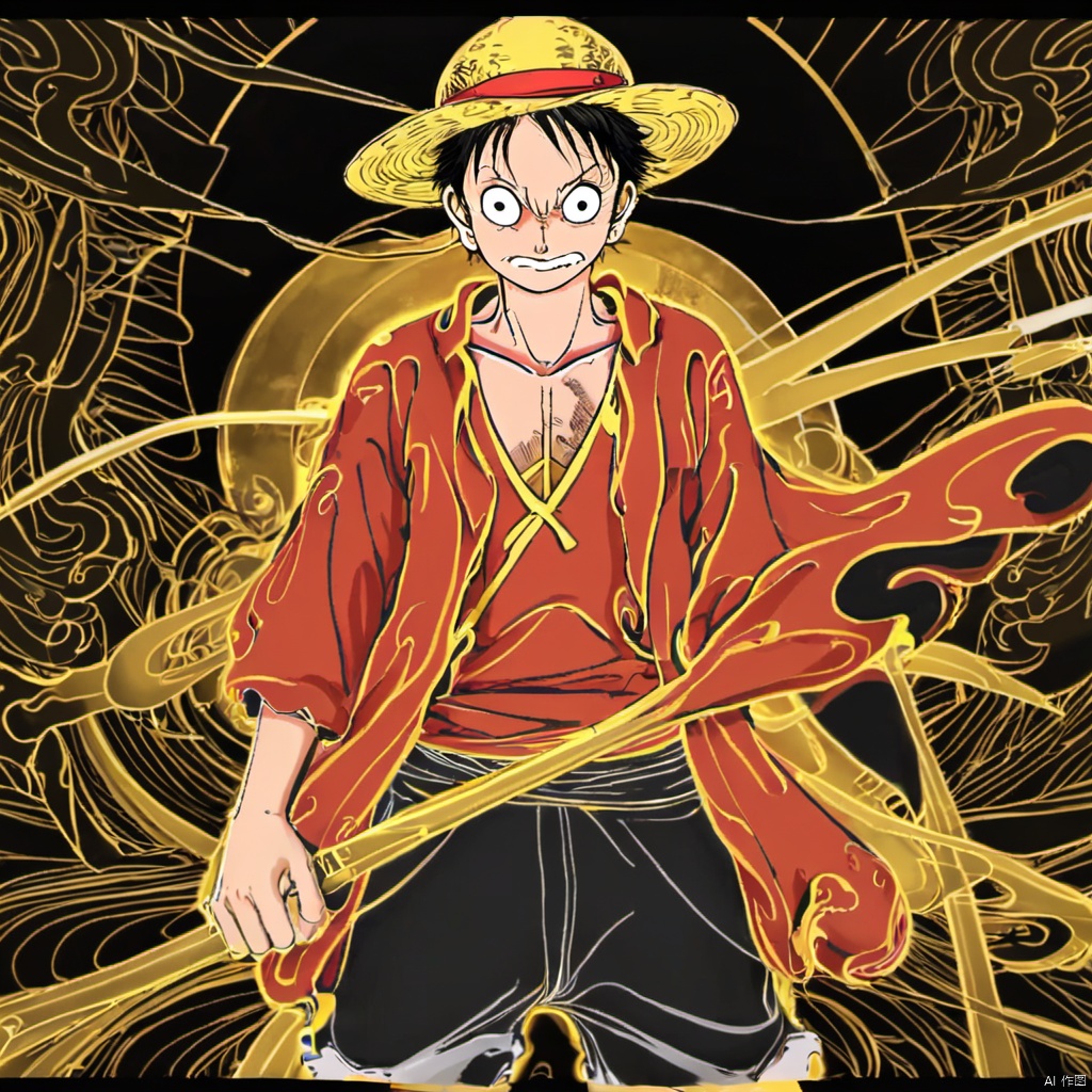  Luffy,,golden line,