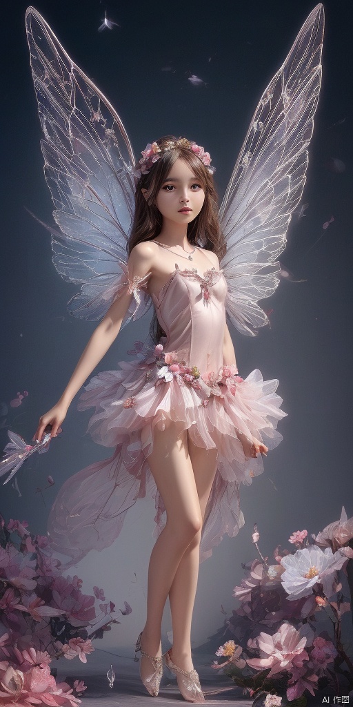  1girl,crystal wings, Fairy,flower, , myinv