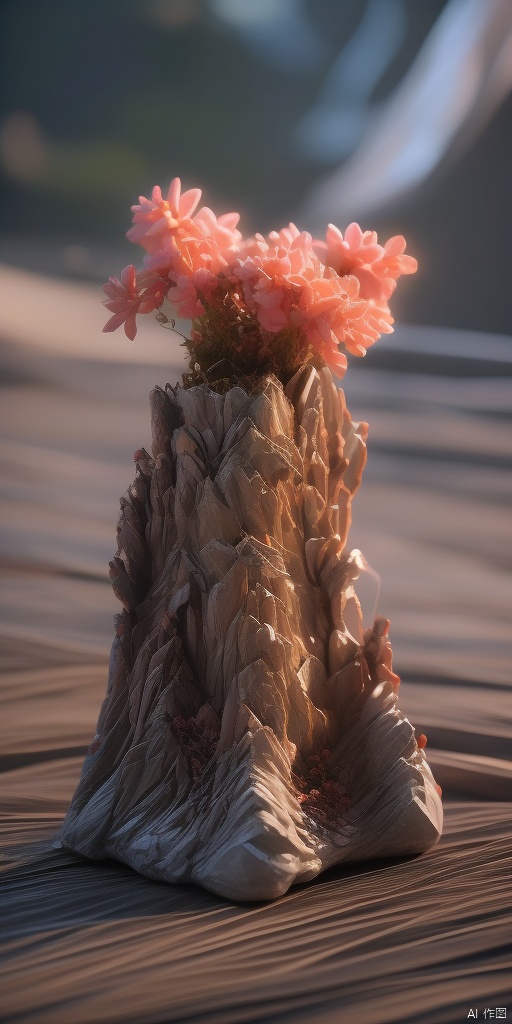  This is a creative flower pot, with flowers already planted.
The early morning light shines, and the mountains are like shy girls, faintly visible; The sun sets on the western mountain, and the remaining light shines horizontally, making the mountain appear charming and serene.flower, sd mai, vibrantProj, light master, wings