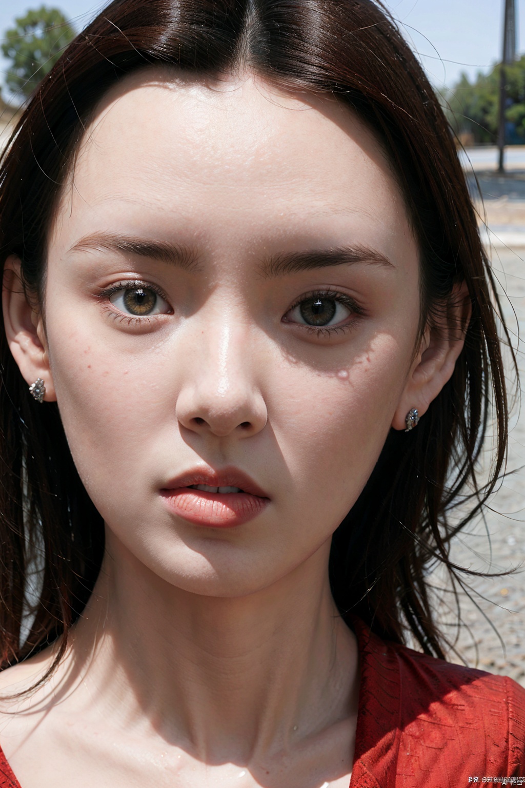 (1girl:1.3), (best quality, masterpiece, ultra high resolution),(photorealistic:1.3), (realistic:1.3), depth of field,(full body:1.2), (outdoors:1.2), (day:1.2), (cinematic lighting:1.2), (near to face:1.5), facing to camera, realism, fullbody,