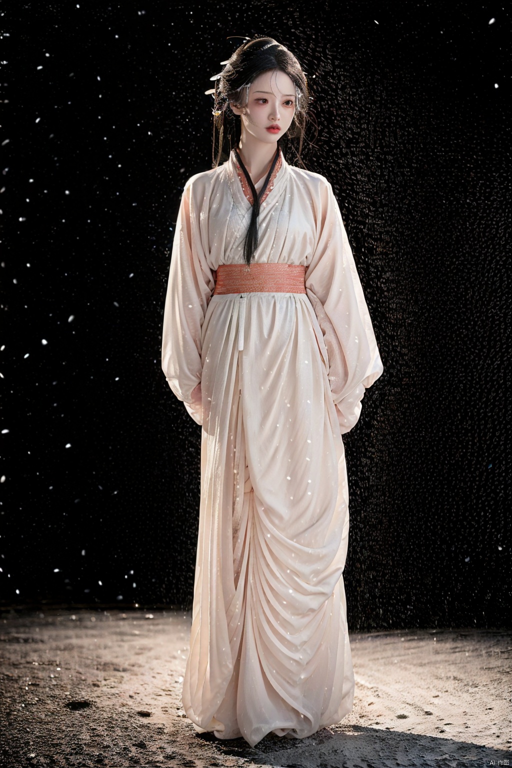 (1girl:1.3), (best quality, masterpiece, ultra high resolution),(photorealistic:1.3), (realistic:1.3), depth of field,(full body:1.2), (outdoors:1.2), (day:1.2), (cinematic lighting:1.2), seaside, shell, hanfu