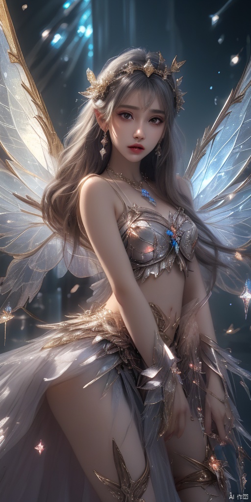  1girl,crystal wings, Fairy,