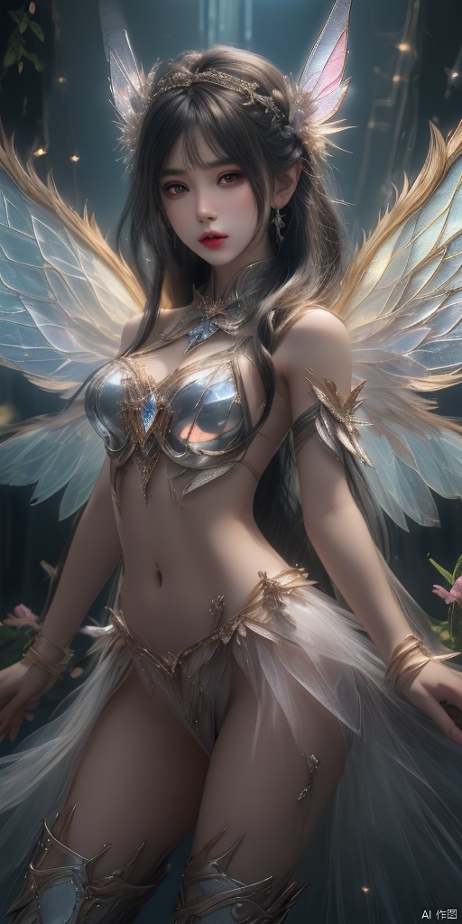  1girl,crystal wings, Fairy,