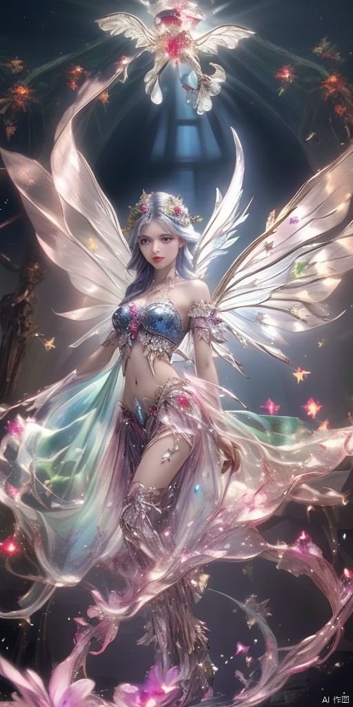  1girl,crystal wings, Fairy,