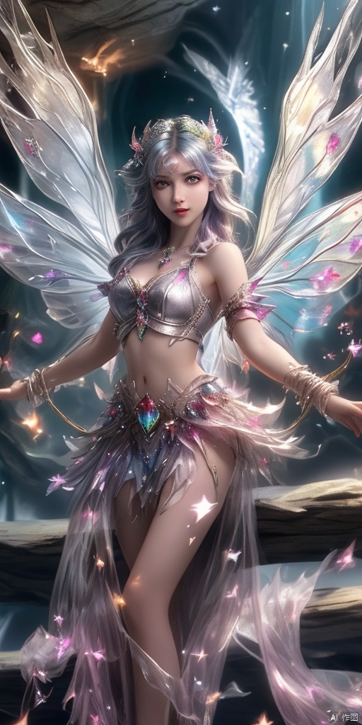  1girl,crystal wings, Fairy,