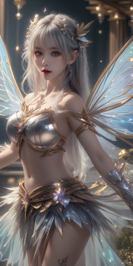  1girl,crystal wings, Fairy,