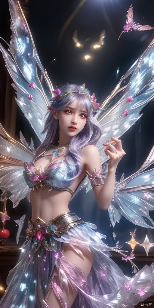  1girl,crystal wings, Fairy,