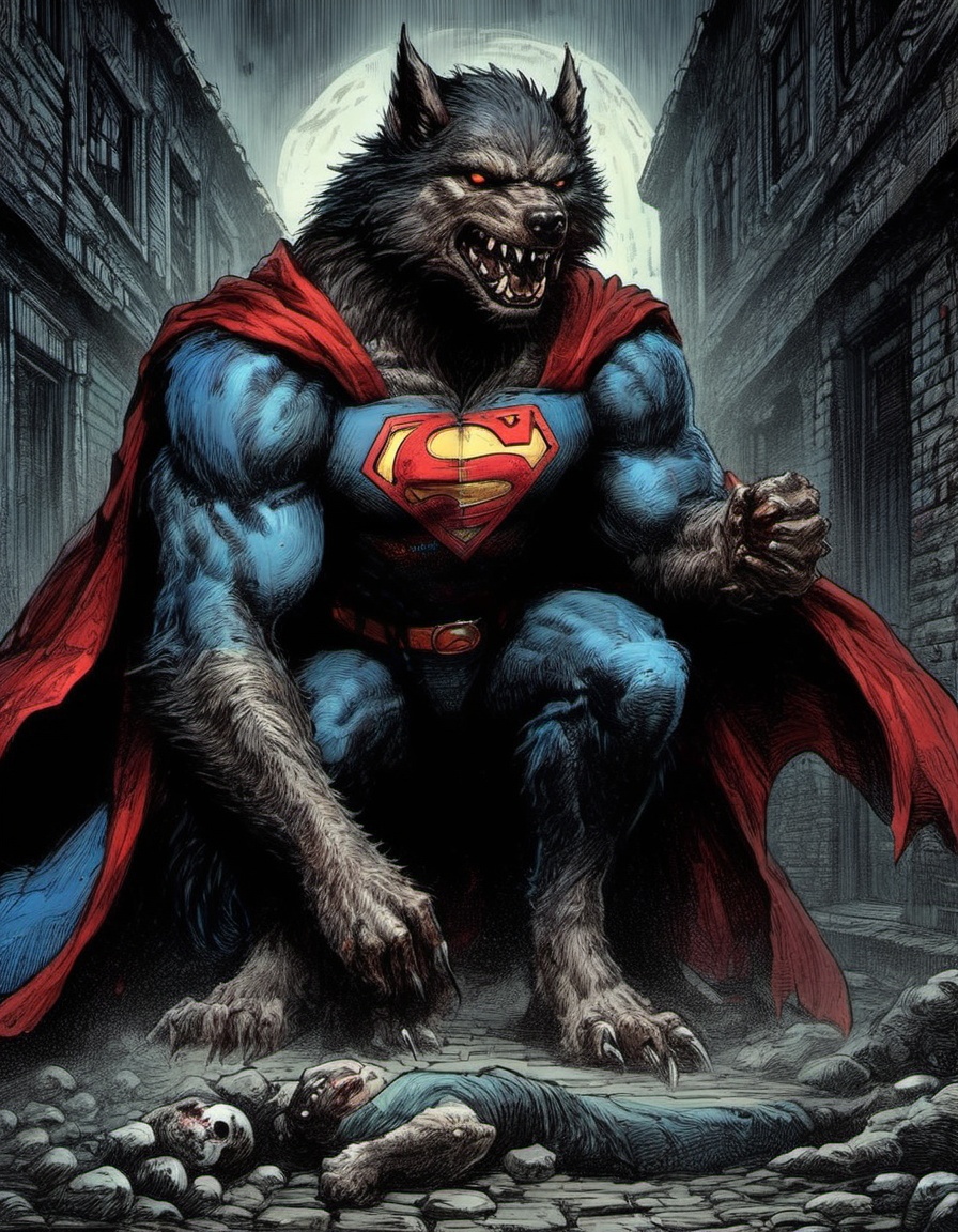 werewolf superman dark alley menacing antihero on Tensor.Art