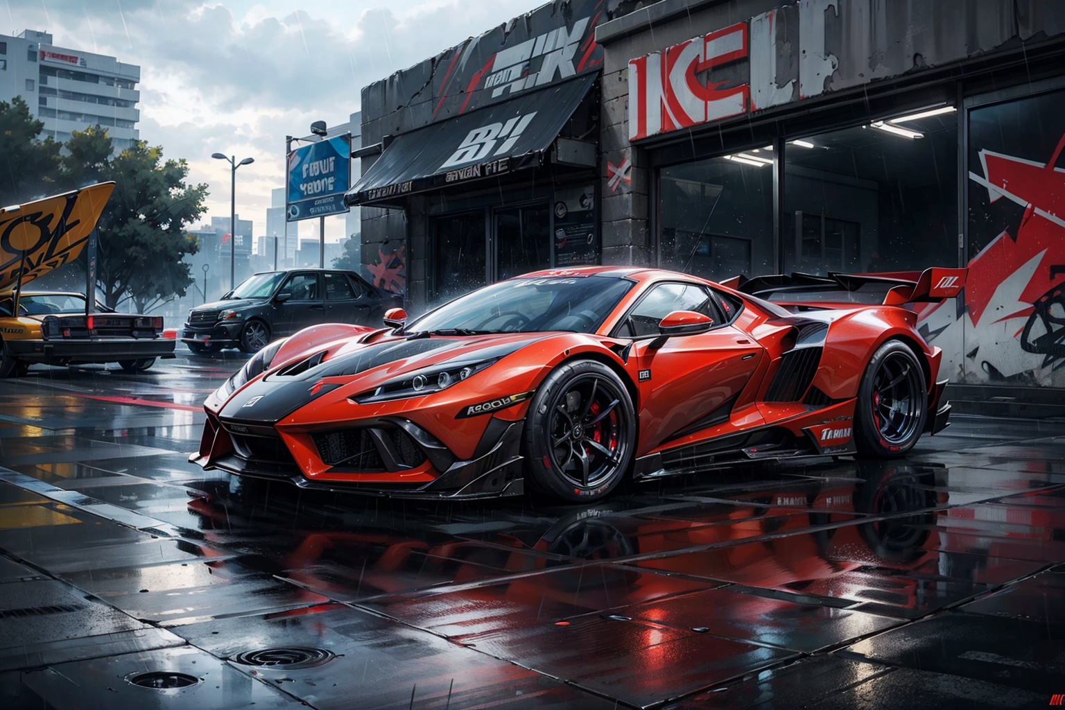 (digital artwork),  hypercar,  wide body kit on Tensor.Art