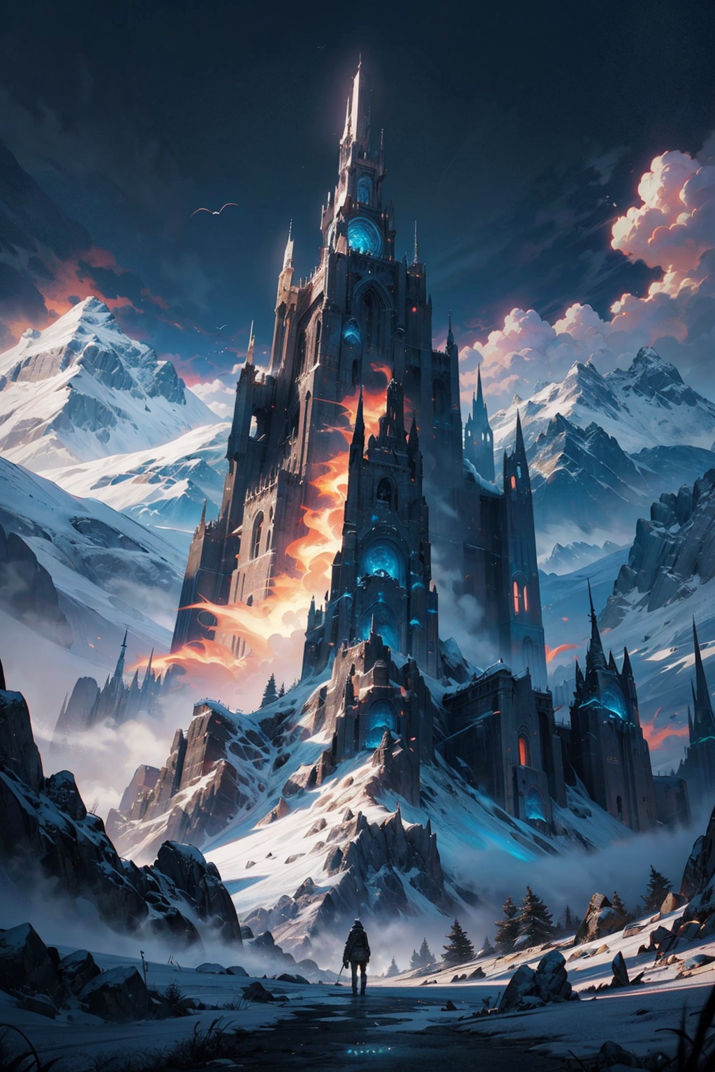 Sci-fi Landscape,  acid Forest,  dark spooky Mountains on Tensor.Art
