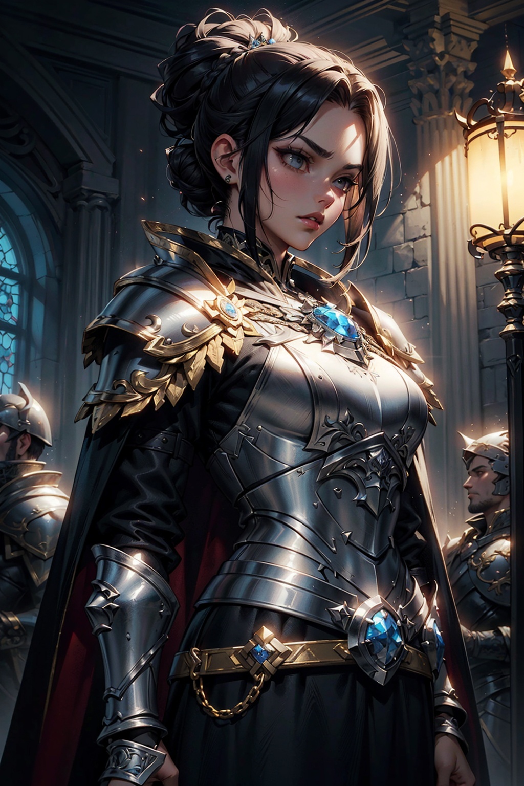 serious look pressed lips,  ,  and robes royalty ornate with sword on Tensor.Art
