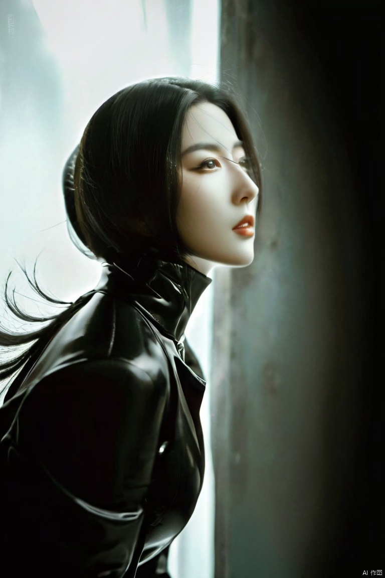 Super Closeup Portrait, Surreal Harmony, V for Vendetta, Dark Atmosphere, CloseUp, ergo Proxy Diving down, sideview, 70s, stylish, bright, high contrast, postapocalyptic, very detailed, hd

