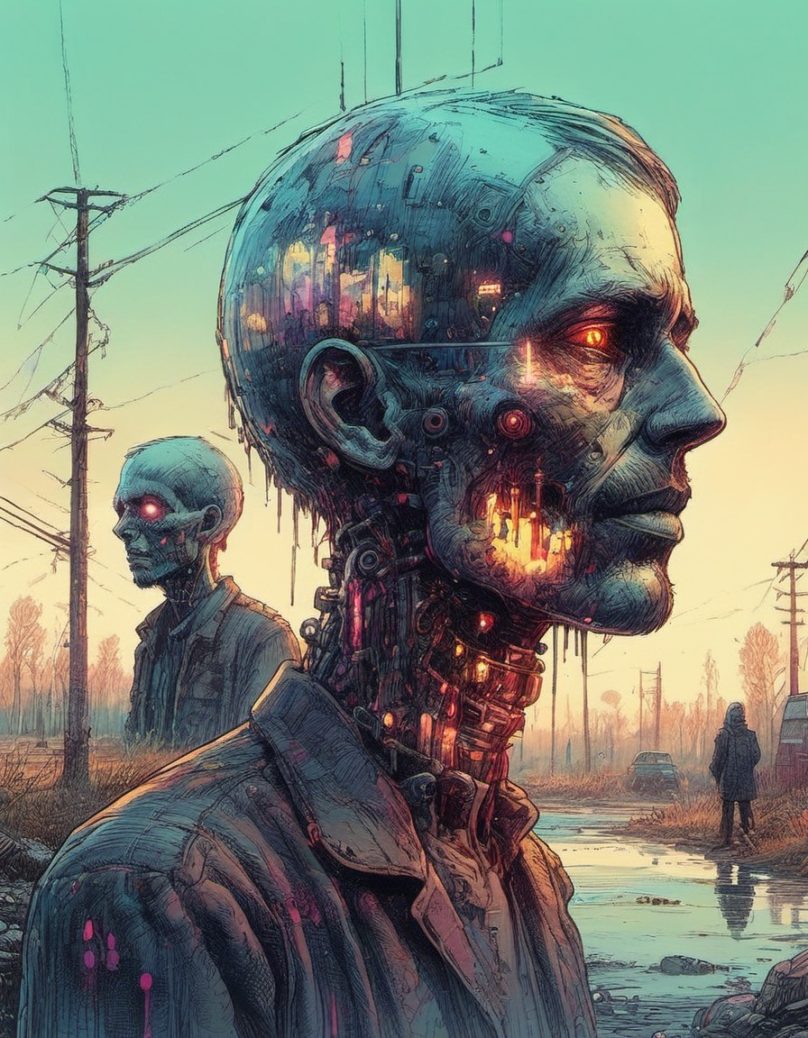 a crystal sculpture installation by Ismail Inceoglu of figures with half their heads missing and empty eye sockets translu...