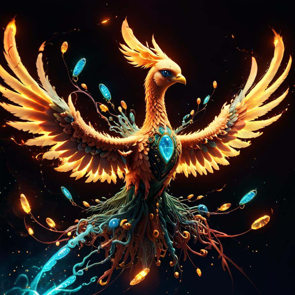 scifi,  a phoenix surrounding with mcrbe on Tensor.Art