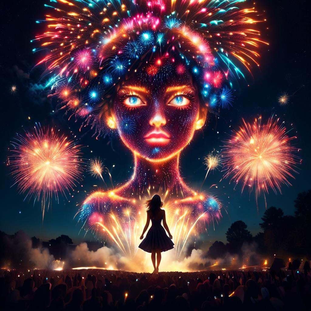 (masterpiece),  frwks,  beautiful woman made of fireworks on Tensor.Art