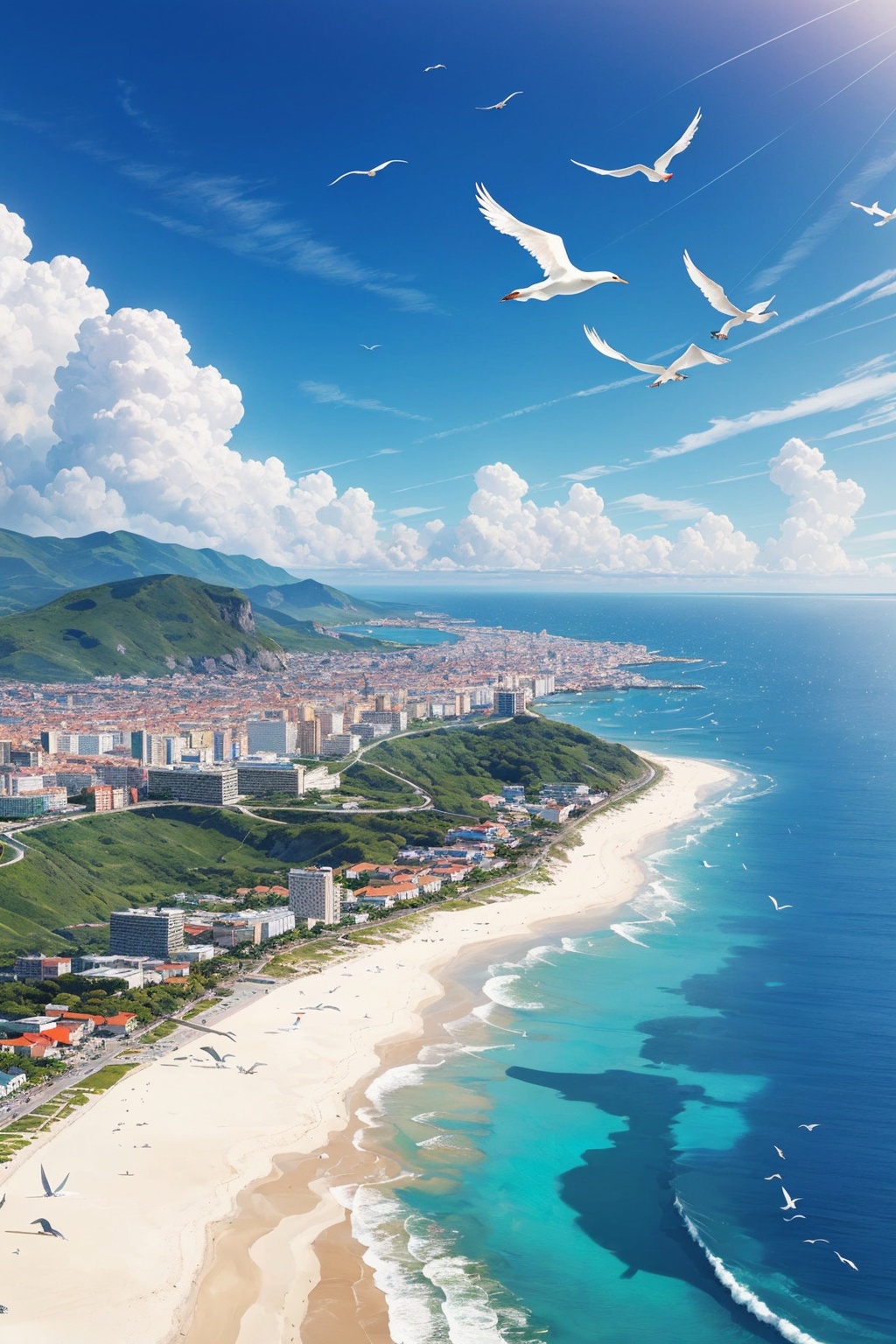 bird's eye view,  asymmetrical,  ocean on Tensor.Art