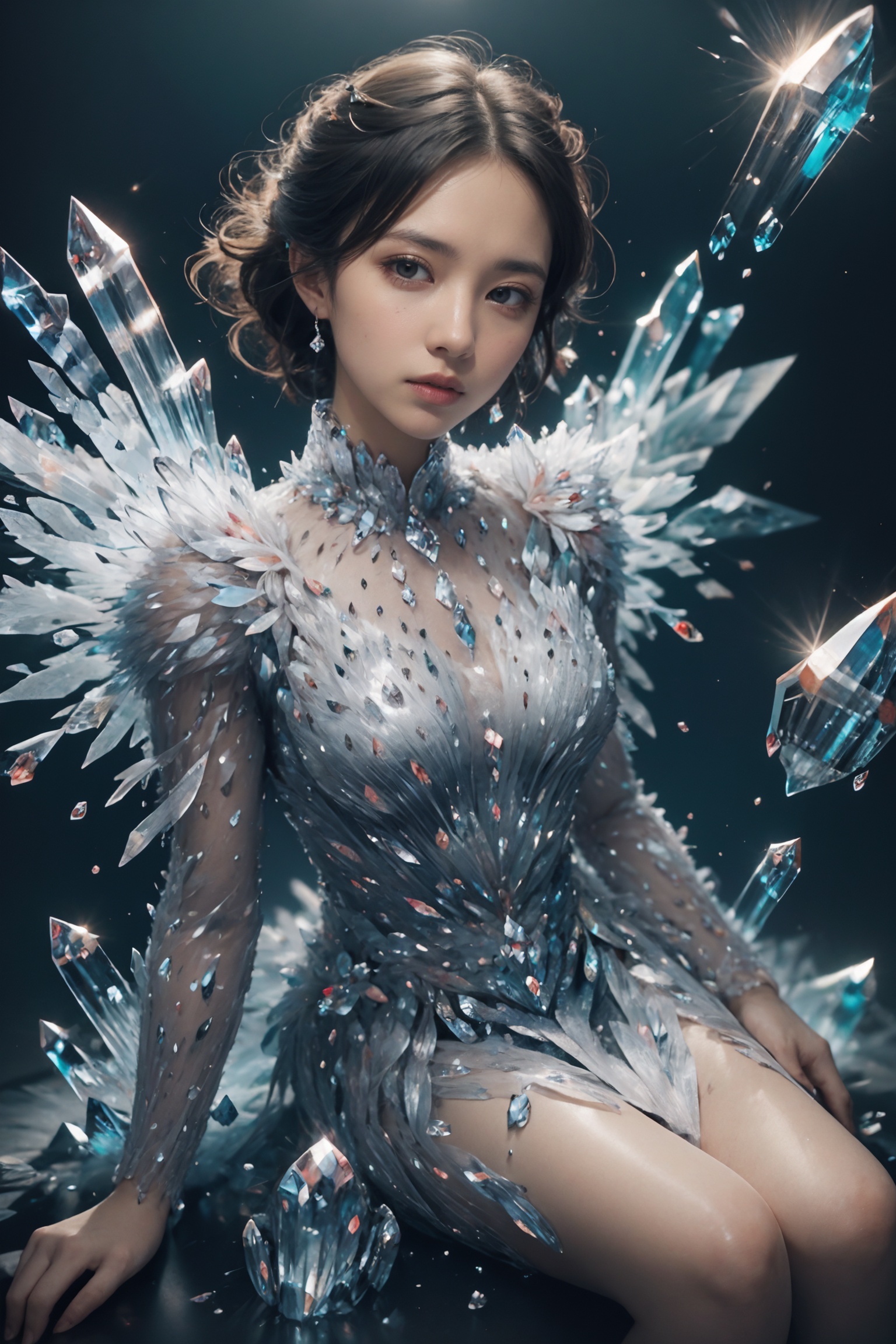 1girl,again crystalz,sitting,<lora:Again_Crystalz:1>,close up,(Crystalz wing:1.2),