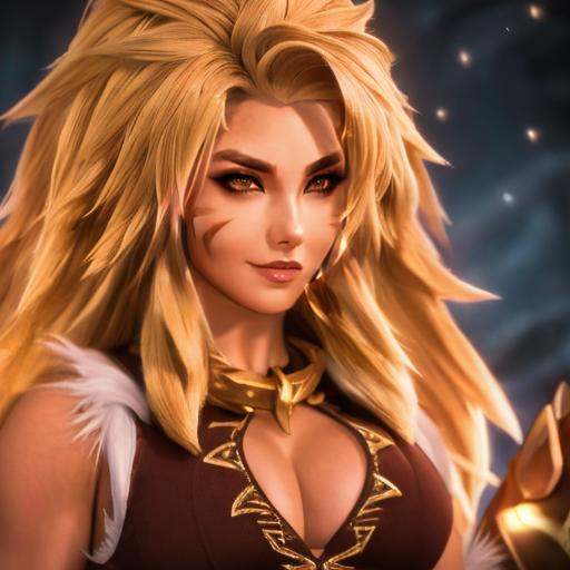 fit muscular woman,  blonde long spiky hair,  brown marking on cheek on Tensor.Art
