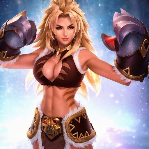 fit muscular woman,  blonde long spiky hair,  brown marking on cheek on Tensor.Art