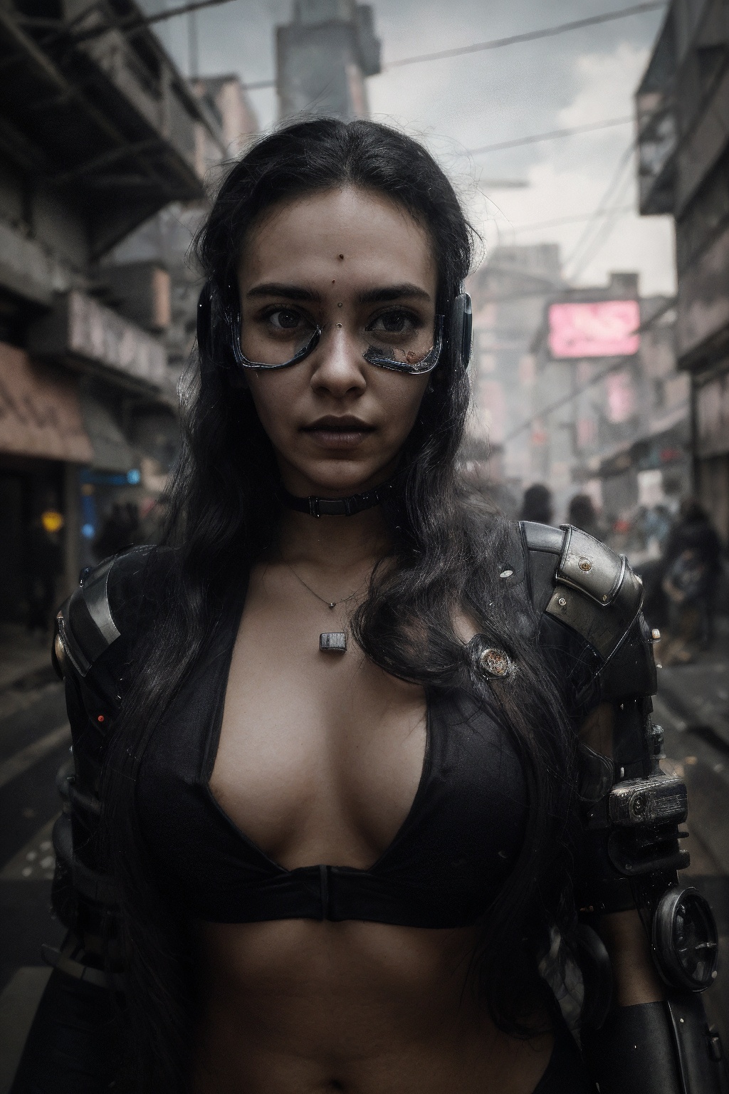 Realistic,  Raw photo of (((beautiful woman 22yo))),  (((cyberpunk))) on Tensor.Art