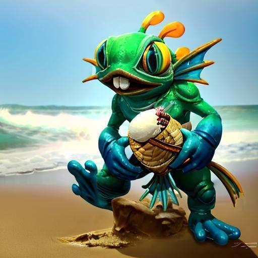 murky eating ice cream on the beach solo,  teeth,  pokemon (creature) on Tensor.Art