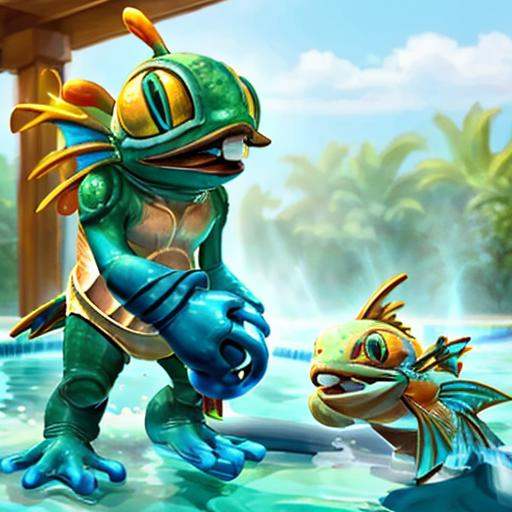 ((murky swimming in a pool)) solo,  teeth,  pokemon (creature) on Tensor.Art