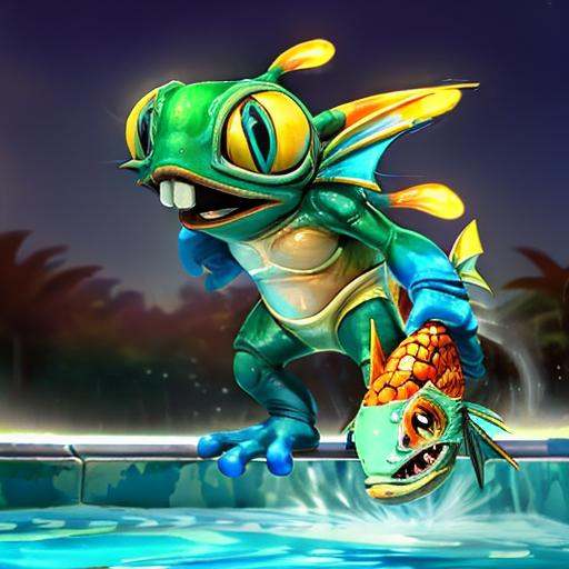 ((murky swimming in a pool)) solo,  teeth,  pokemon (creature) on Tensor.Art