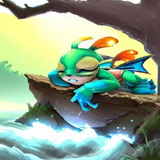 (((murky sleeping at a river:1.2 ))) solo,  teeth,  pokemon (creature) on Tensor.Art