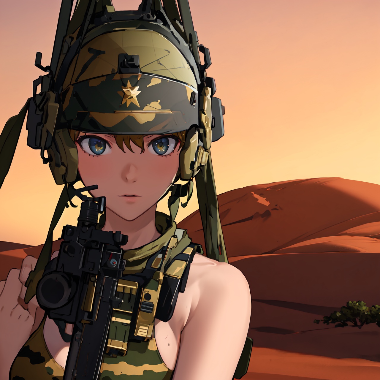 ultra-detailed,  girl in **** militarty,  portrait on Tensor.Art