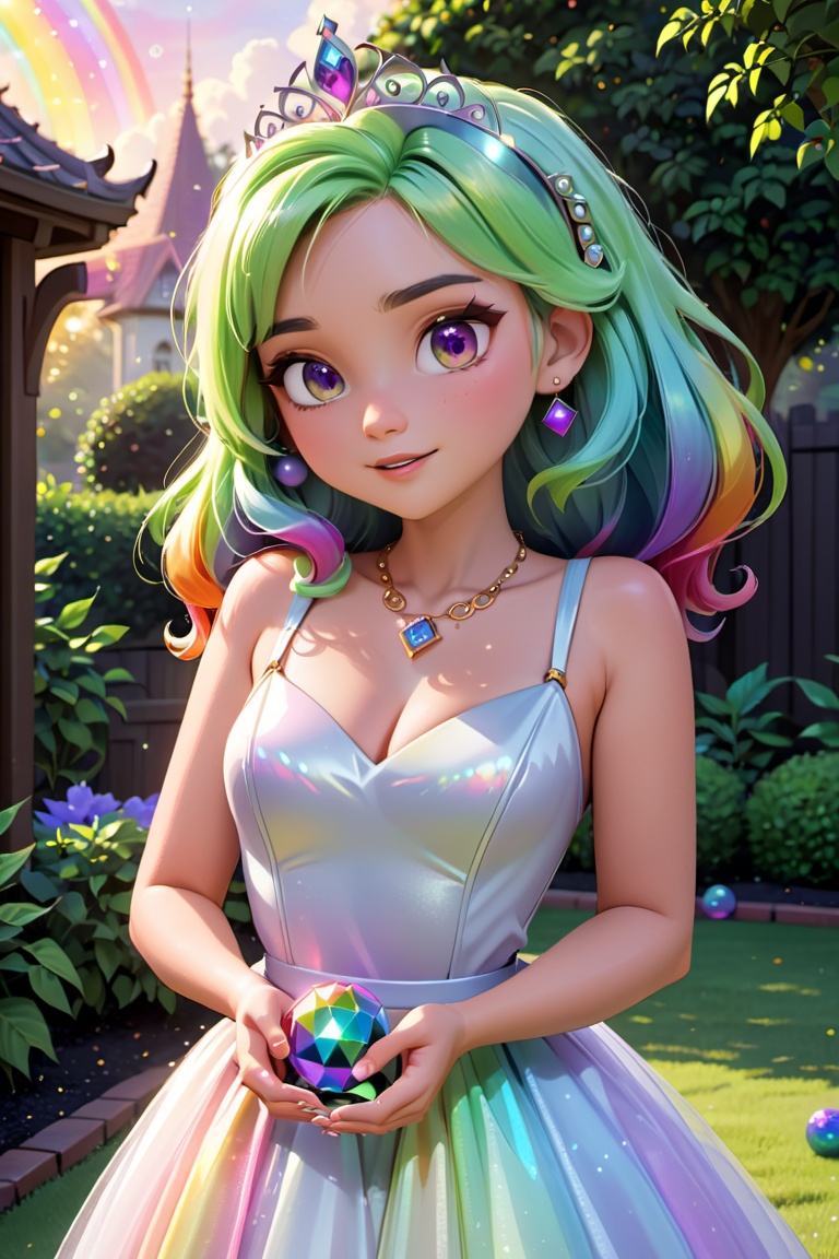 modisn disney ,  modisn disney,  a beautiful woman with rainbow hair on Tensor.Art