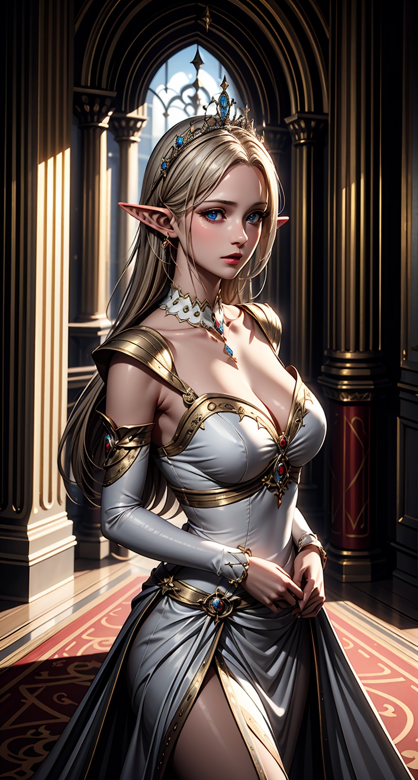ultra detailed,  white ruffle dress,  royal palace on Tensor.Art