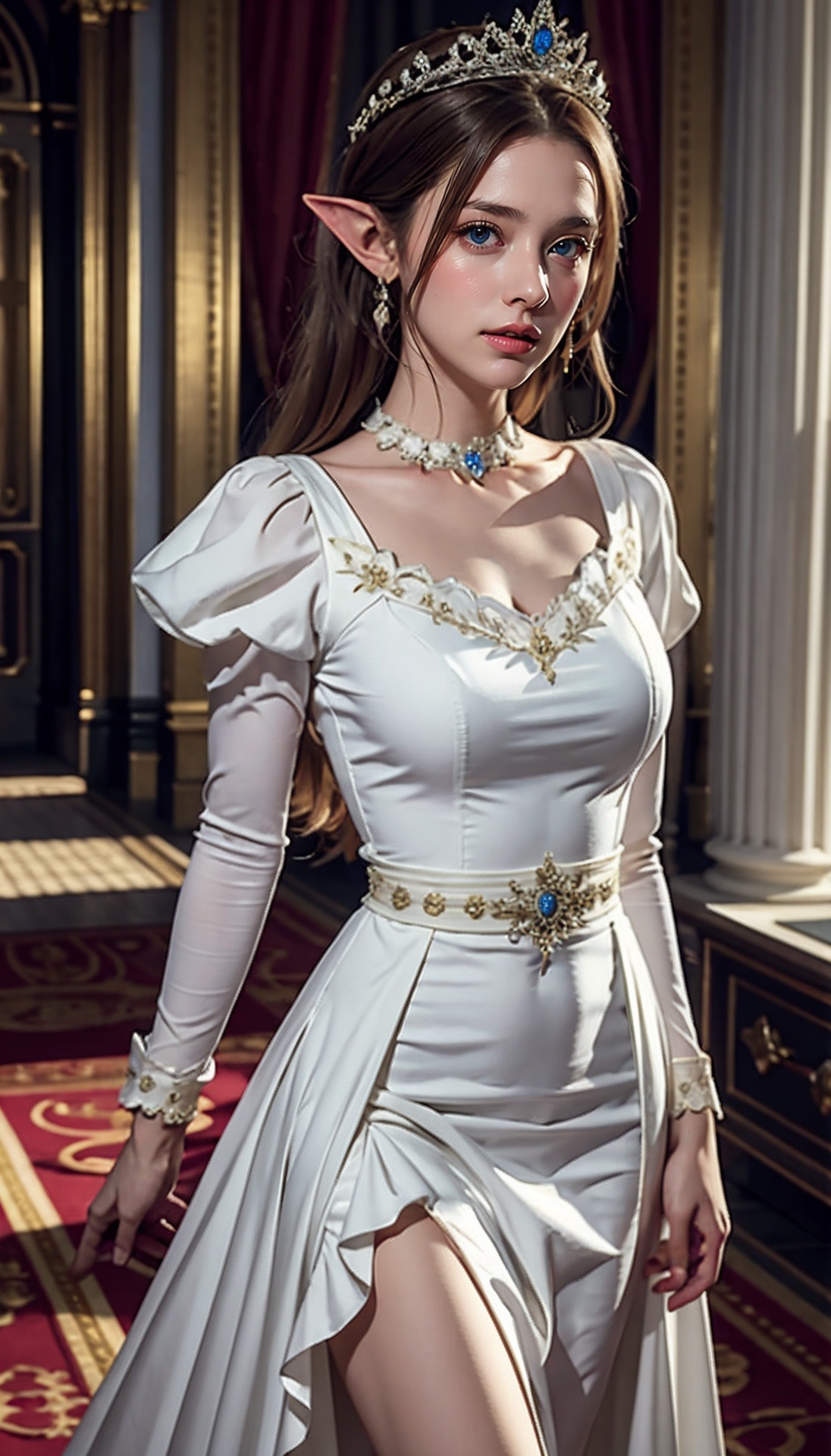 ultra detailed,  white ruffle dress,  royal palace on Tensor.Art