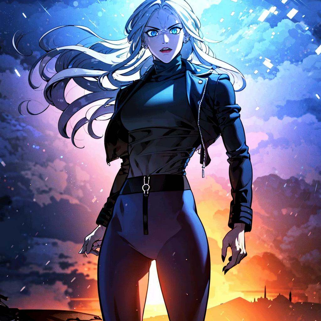 a woman attaking,  full body hayanvampire,  with on Tensor.Art