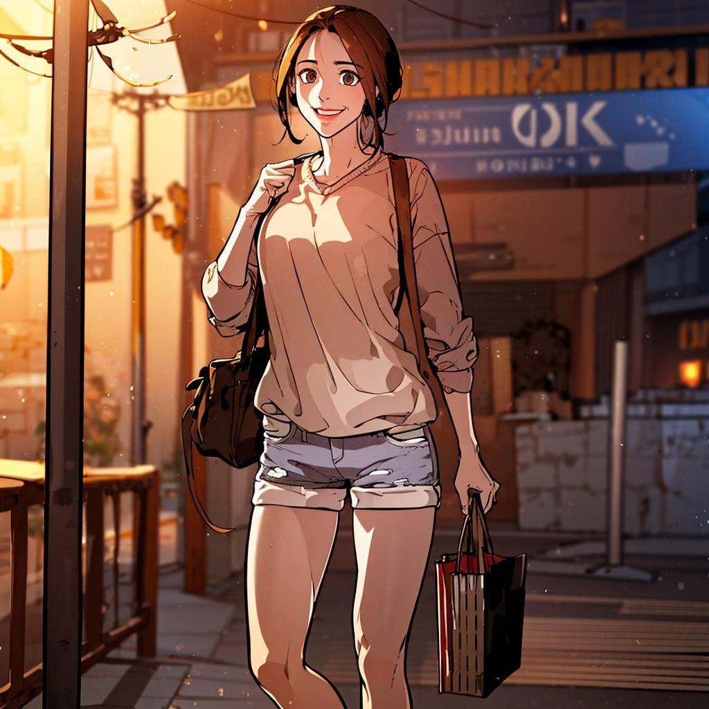 a woman walking home with grocery store bags,  full body hayan,  with on Tensor.Art