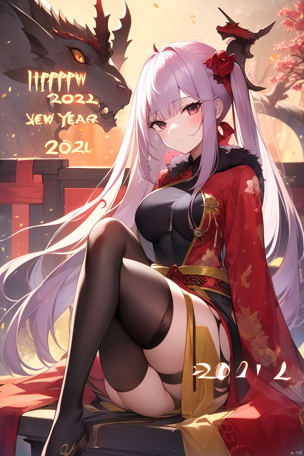  (Dragon Year,2024 Year, two zero two four New Year,1girl, Dragon, Oriental Dragon, )