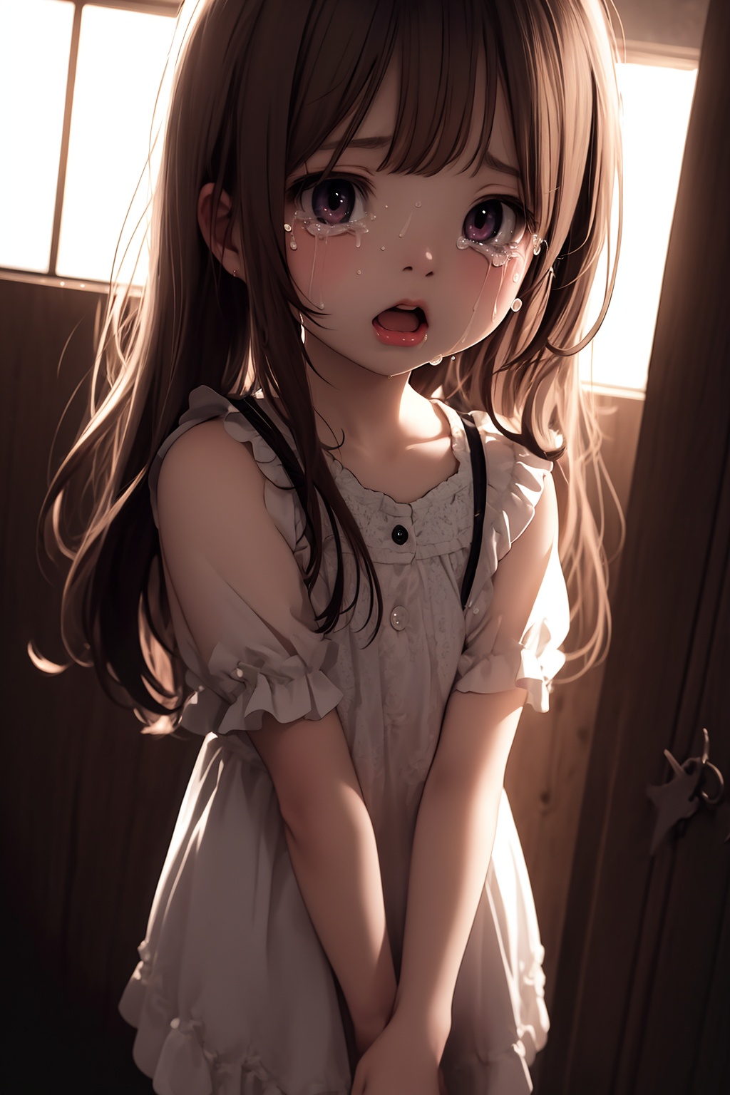 loli,1girl,dramatic lighting,cry,tears,