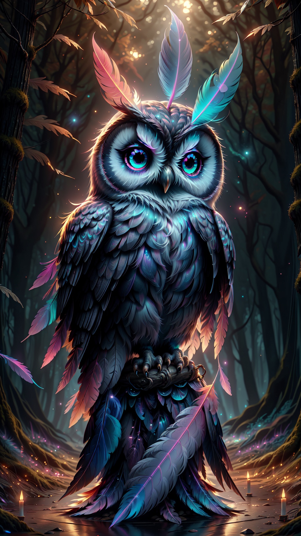 a magical owl in an autumn forest,  masterpiece,  8k by Caption Master on Tensor.Art