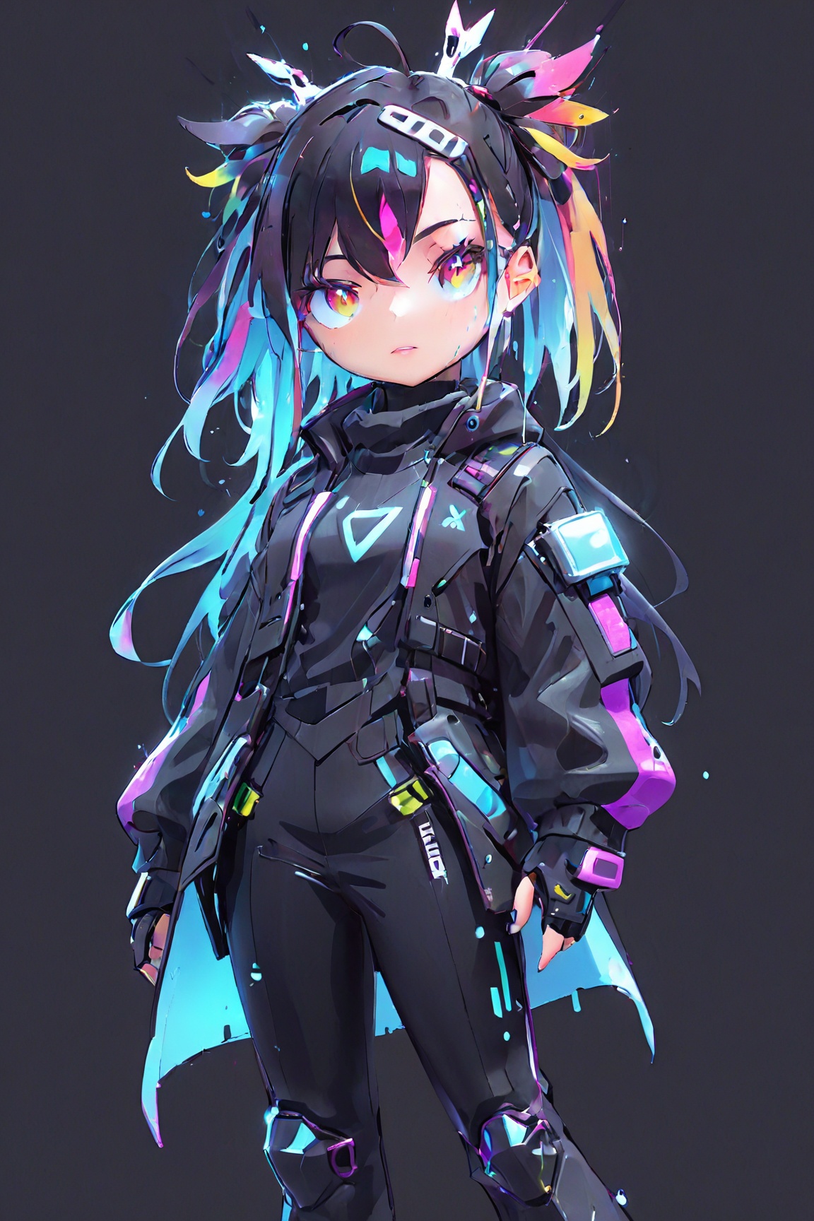 Cyber punk girl,  fantasy world,  dark background on Tensor.Art