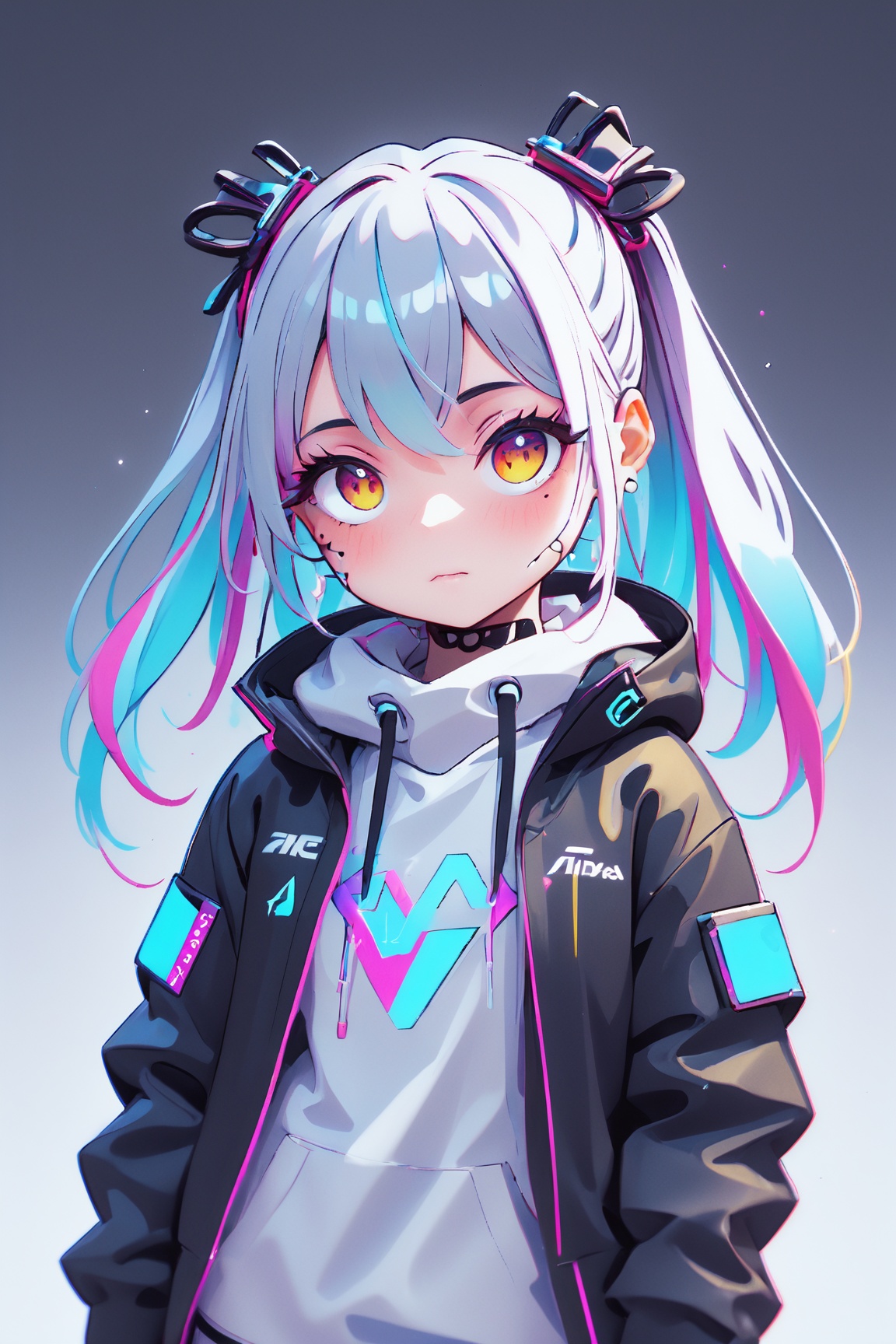 Cyber punk girl,  fantasy world,  dark background on Tensor.Art