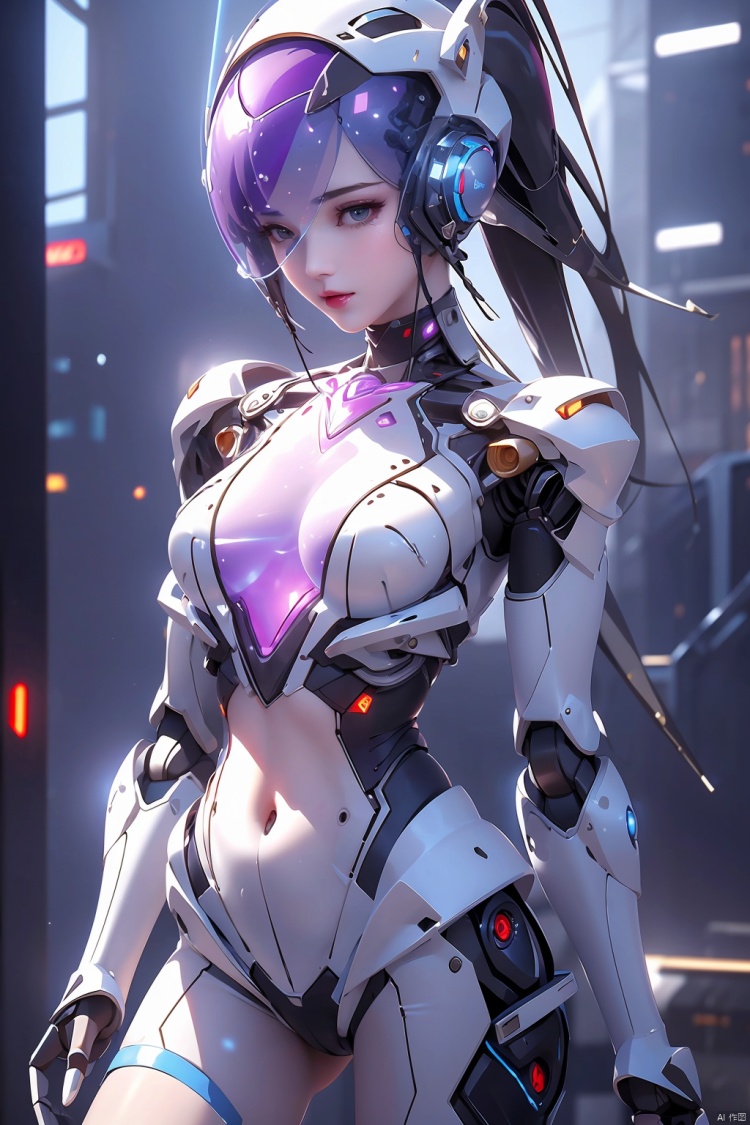  (Masterpiece, best picture quality), Cyberpunk, girl, ((metal and transparent shell | splicing robot)), transparent belly:1.1, metal spine:1.2, ircraft background, dynamic,perspective