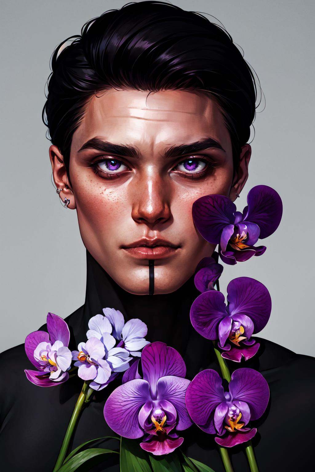 1male,  black hair,  nose piercing on Tensor.Art