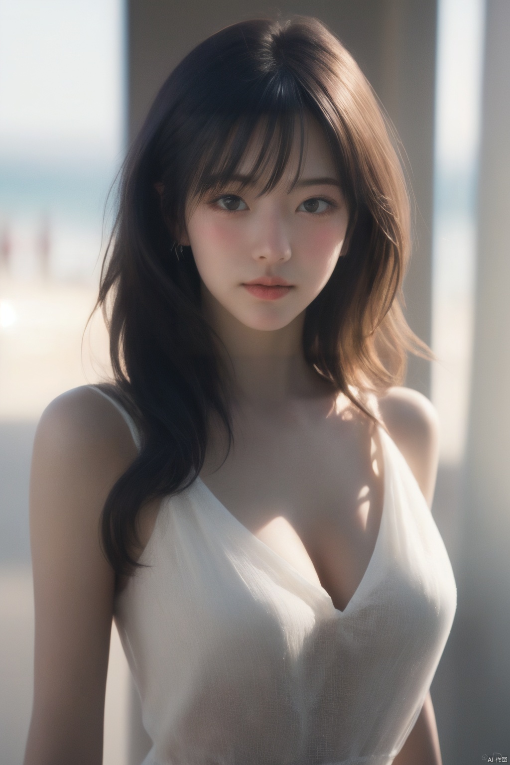  1girl,1girl,looking at viewer,RAW photo,photorealistic:1.37,realistic,highly detailed CG unified 8K wallpapers,thick body:1.1,straight from front,HQ skin:1.8,shiny skin,8k uhd,Fujifilm XT3,professional lighting:1.6,Immaculate skin,jujingyi,Cowboy lens,Upper body,soft lighting,film grain,high quality,white dress,bra,big boobs,white_skin,film sense,grainy,, pld